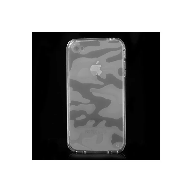 Transparent Camouflage Plastic & TPU Hybrid Case for iPhone 4s 4