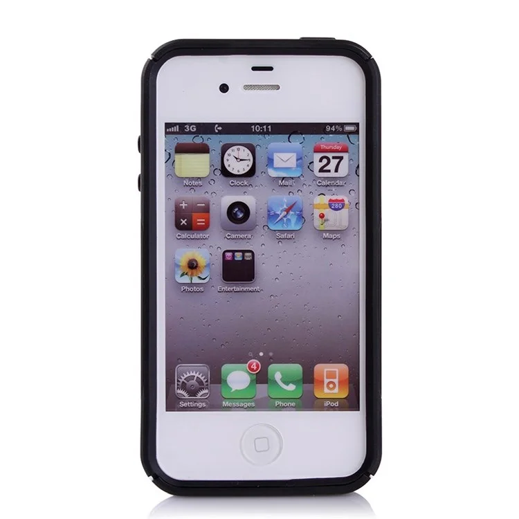 PC + TPU Shockproof and Drop-resistant Shield Case for iPhone 4s 4 - Black