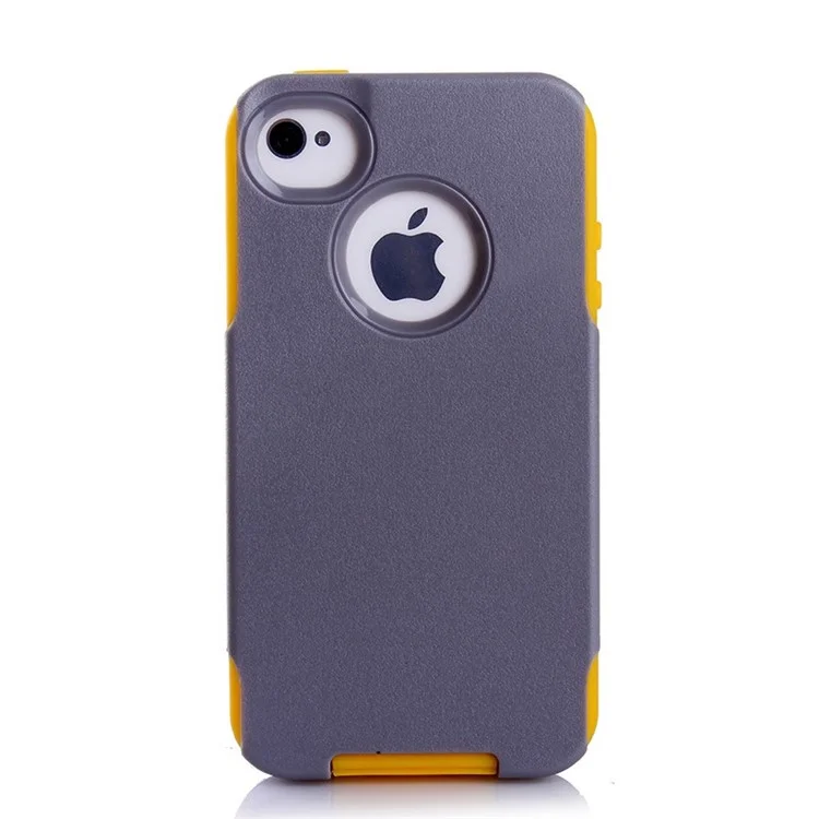 PC + TPU Shockproof and Drop-resistant Shell for iPhone 4s 4 - Yellow / Grey