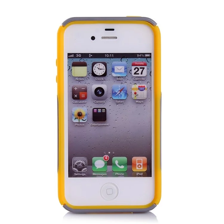 PC + TPU Shockproof and Drop-resistant Shell for iPhone 4s 4 - Yellow / Grey