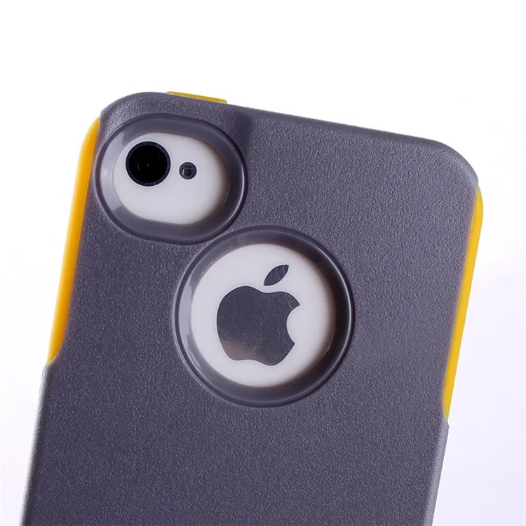 PC + TPU Shockproof and Drop-resistant Shell for iPhone 4s 4 - Yellow / Grey
