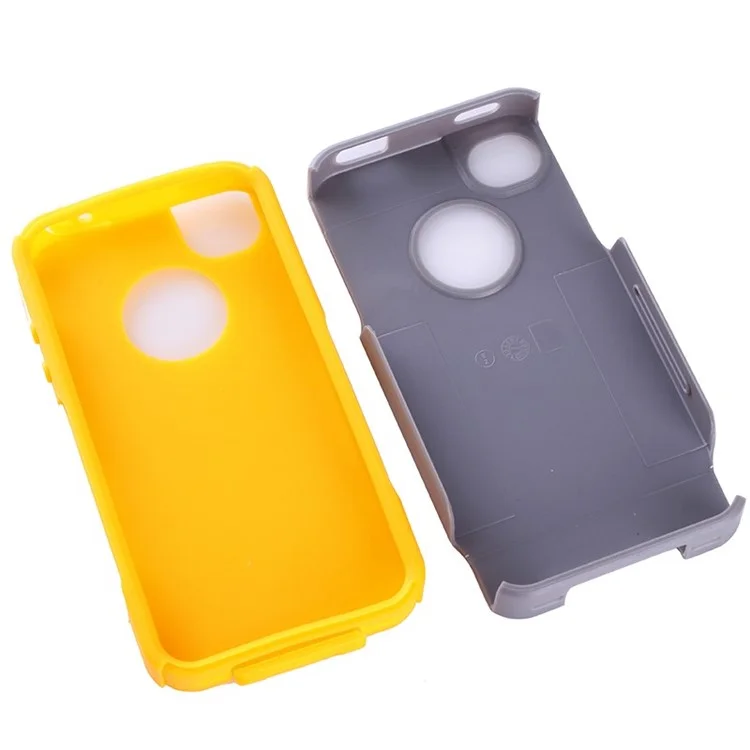 PC + TPU Shockproof and Drop-resistant Shell for iPhone 4s 4 - Yellow / Grey