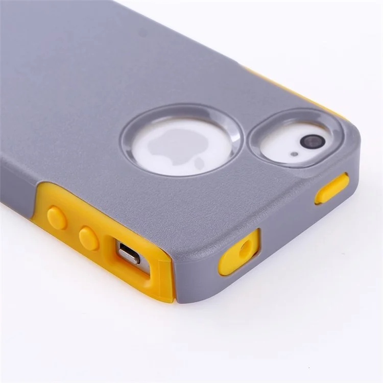 PC + TPU Shockproof and Drop-resistant Shell for iPhone 4s 4 - Yellow / Grey