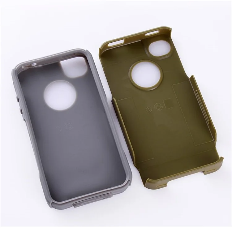 For iPhone 4s 4 PC + TPU Shockproof and Drop-resistant Case - Grey / Army Green