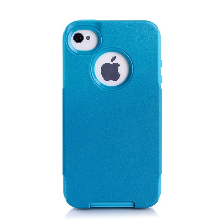 For iPhone 4s 4 PC + TPU Shockproof and Drop-resistant Case Cover - Light Blue