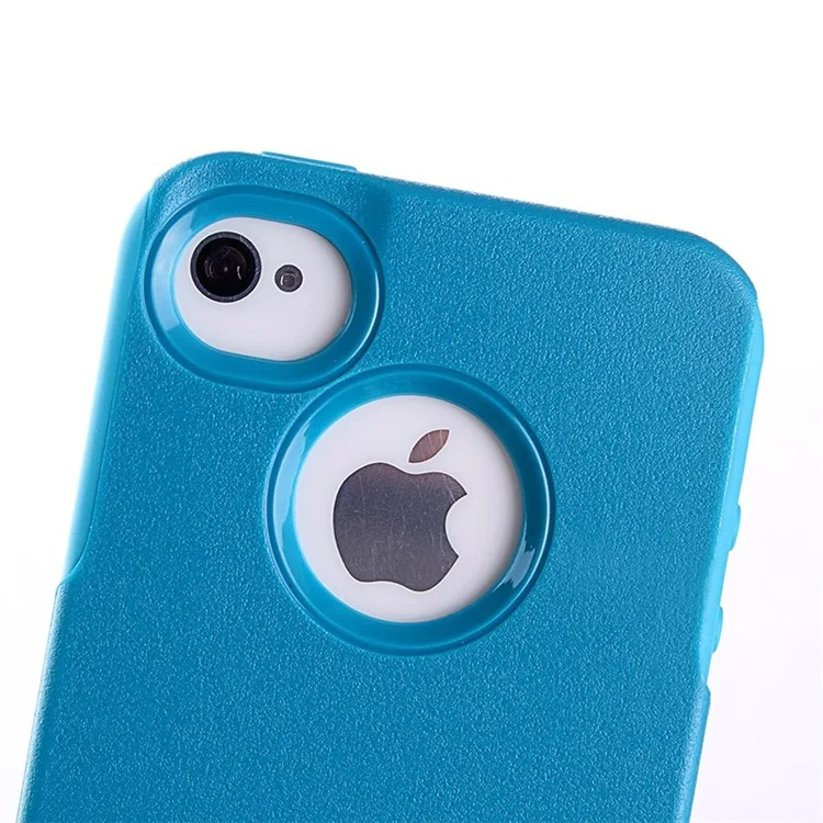 For iPhone 4s 4 PC + TPU Shockproof and Drop-resistant Case Cover - Light Blue