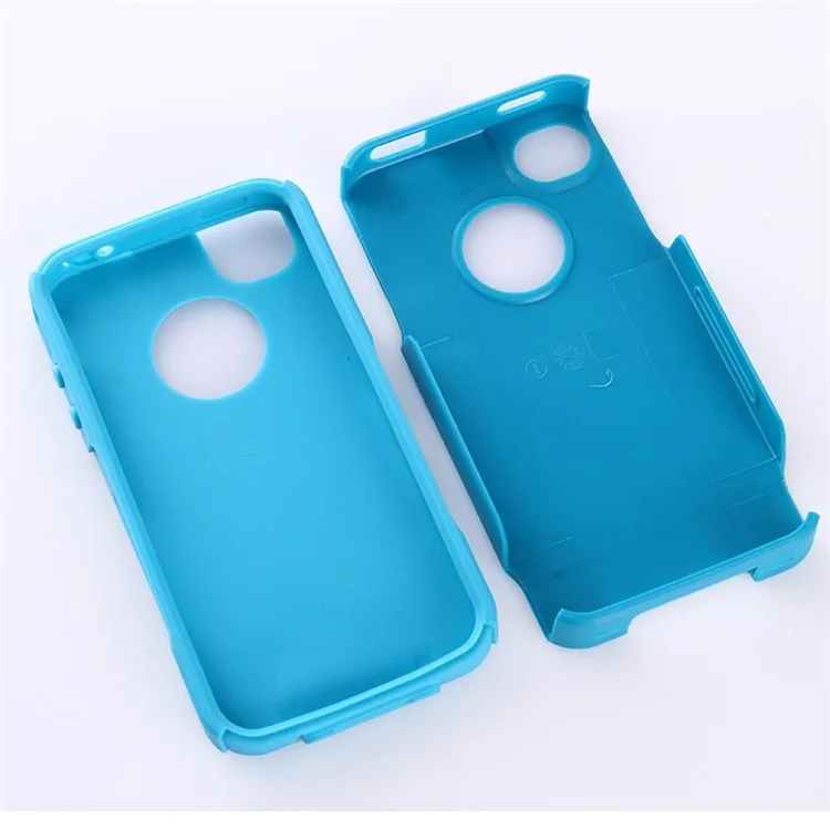 For iPhone 4s 4 PC + TPU Shockproof and Drop-resistant Case Cover - Light Blue
