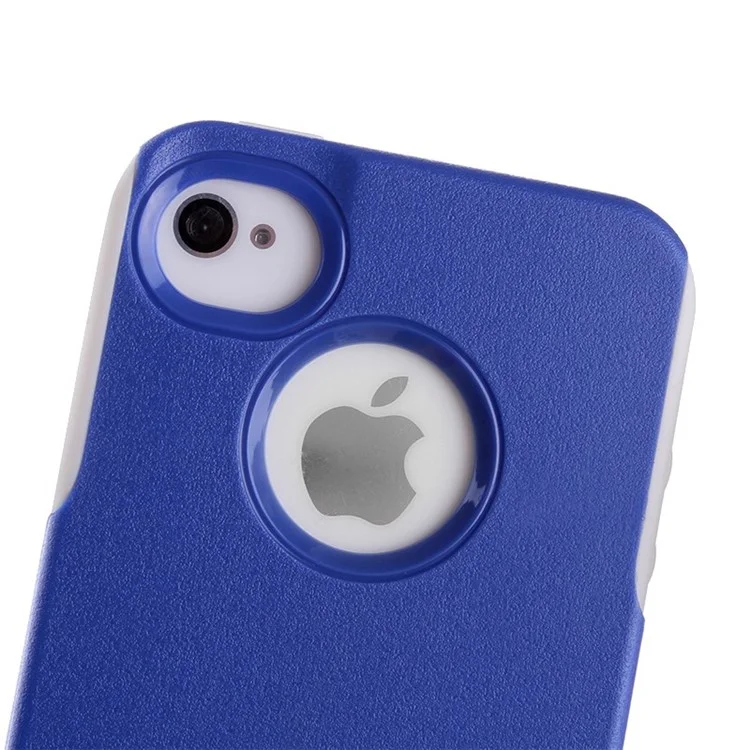 For iPhone 4s 4 PC + TPU Shockproof and Drop-resistant Cover - White / Deep Blue