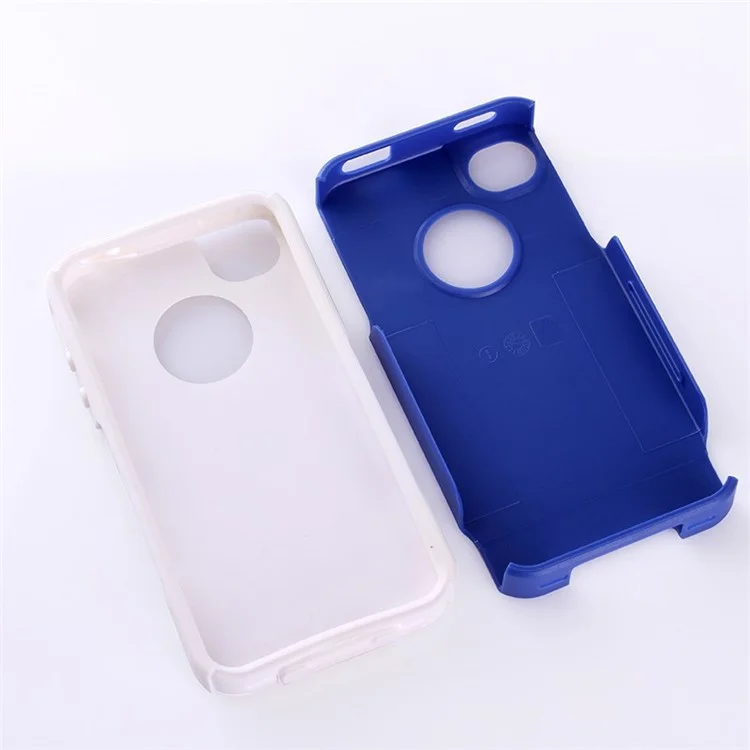 For iPhone 4s 4 PC + TPU Shockproof and Drop-resistant Cover - White / Deep Blue