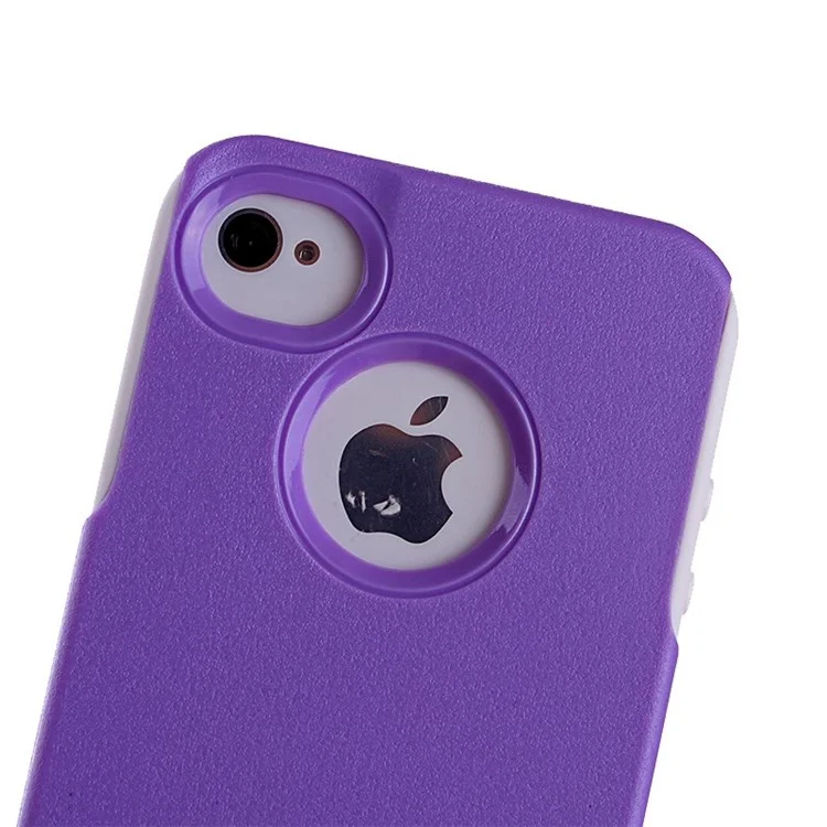For iPhone 4s 4 PC + TPU Shockproof and Drop-resistant Combo Case - White / Purple