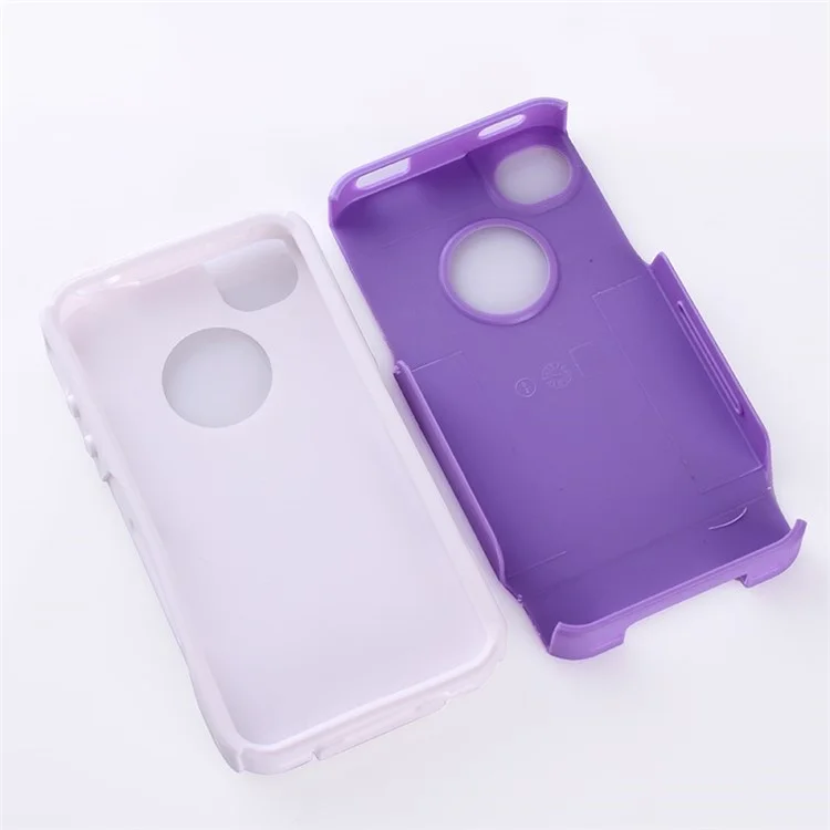 For iPhone 4s 4 PC + TPU Shockproof and Drop-resistant Combo Case - White / Purple