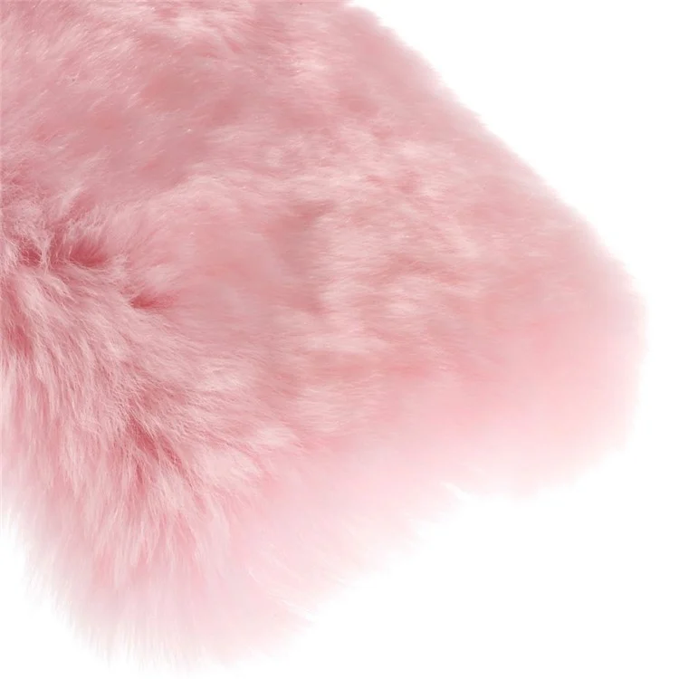 Fashionable Warm Genuine Rabbit Fur Back Cover Shell for iPhone 4s 4 - Pink