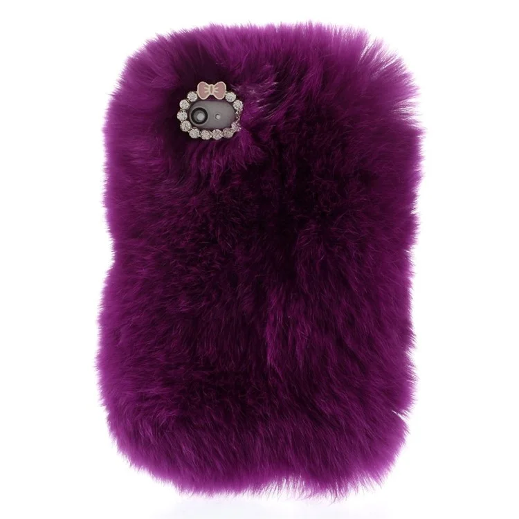Stylish Warm Genuine Rabbit Fur Back Cover Shell for iPhone 4s 4 - Dark Purple