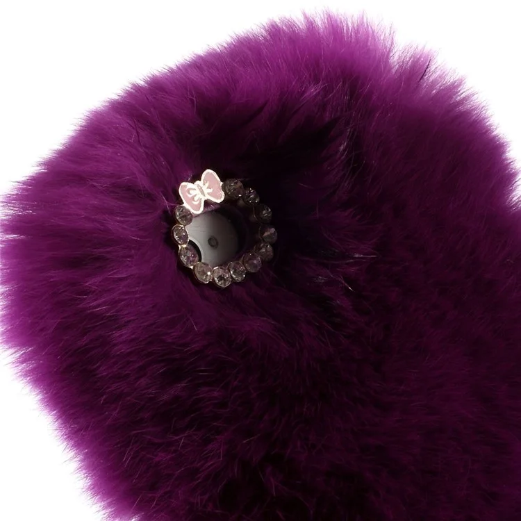 Stylish Warm Genuine Rabbit Fur Back Cover Shell for iPhone 4s 4 - Dark Purple