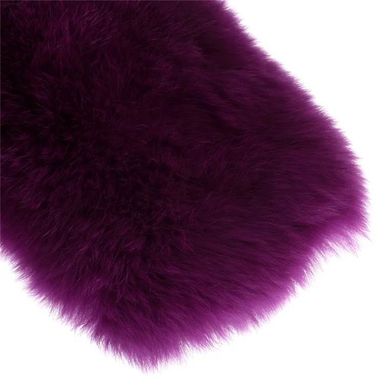 Stylish Warm Genuine Rabbit Fur Back Cover Shell for iPhone 4s 4 - Dark Purple