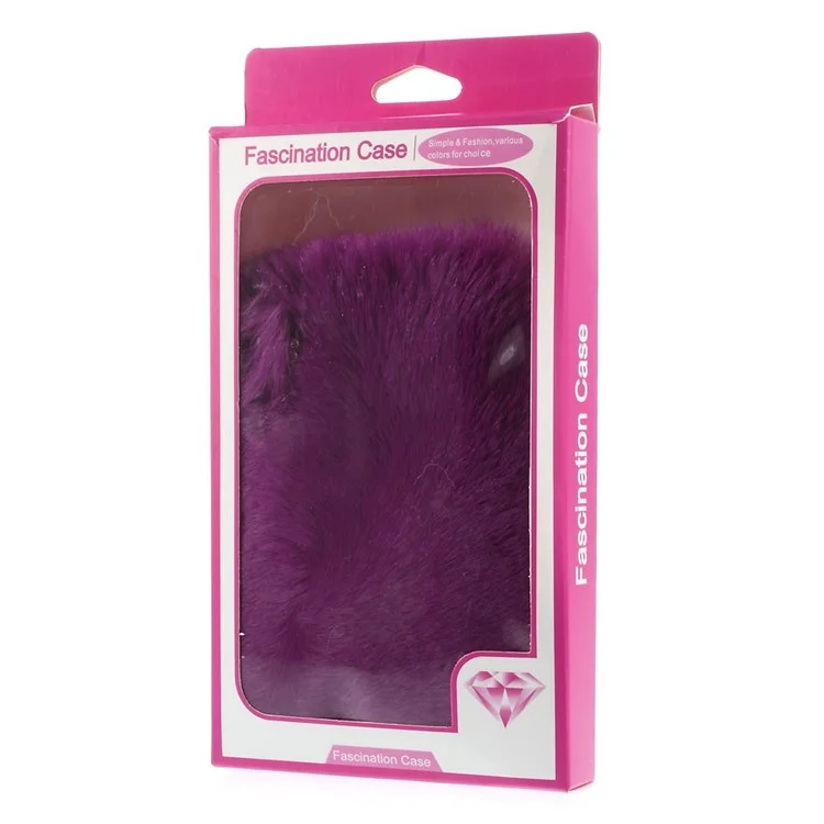 Stylish Warm Genuine Rabbit Fur Back Cover Shell for iPhone 4s 4 - Dark Purple