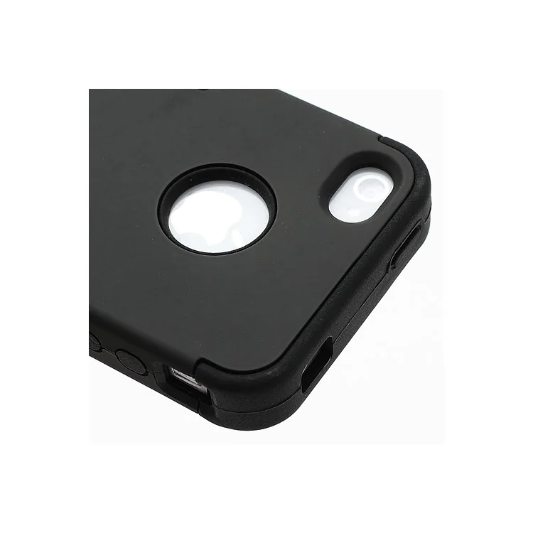 Heavy-Duty Silicone & PC Hybrid Shatterproof Combo Case for iPhone 4 4S - Black
