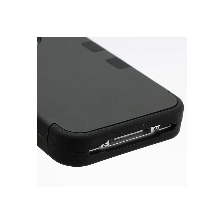 Heavy-Duty Silicone & PC Hybrid Shatterproof Combo Case for iPhone 4 4S - Black