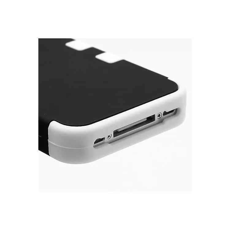Heavy-Duty Silicone & PC Hybrid Shatterproof Combo Case for iPhone 4 4S - Black / White