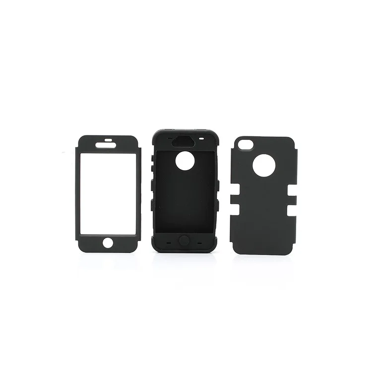 Heavy-Duty Silicone & PC Hybrid Shatterproof Combo Case for iPhone 4 4S - Black / Blue