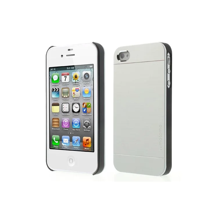 Silver MOTOMO Brushed Aluminum Metal Hard Shield Shell for iPhone 4 4S