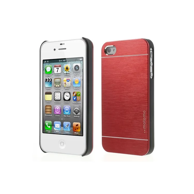 Red MOTOMO for iPhone 4 4S Brushed Aluminum Metal Hard Case Accessory
