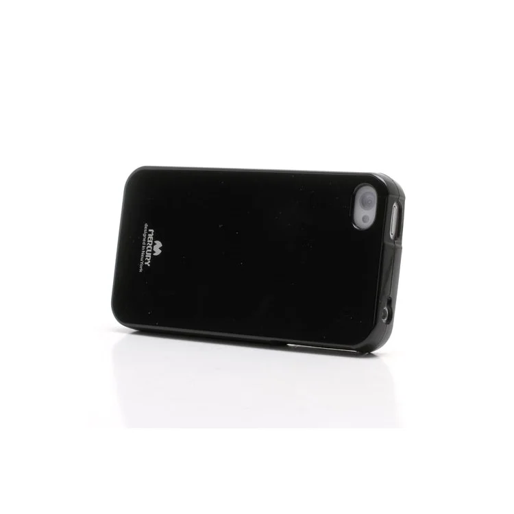 Mercury Shimmering Powder TPU Gel Case Cover for iPhone 4 4S - Black