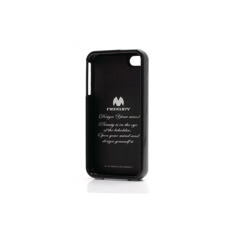 Mercury Shimmering Powder TPU Gel Case Cover for iPhone 4 4S - Black