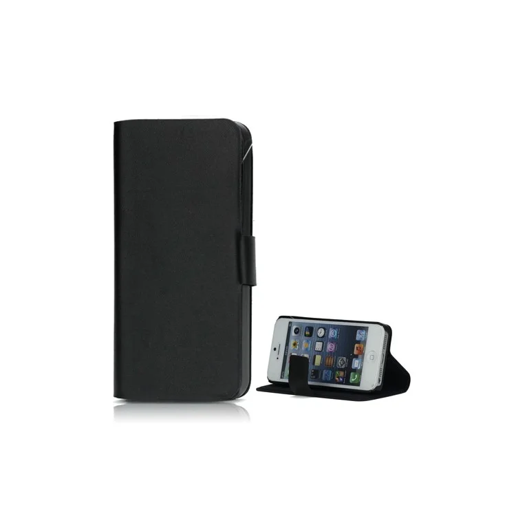 Doormoon Genuine Real Wallet Leather Case for iPhone 5 with Stand - Black