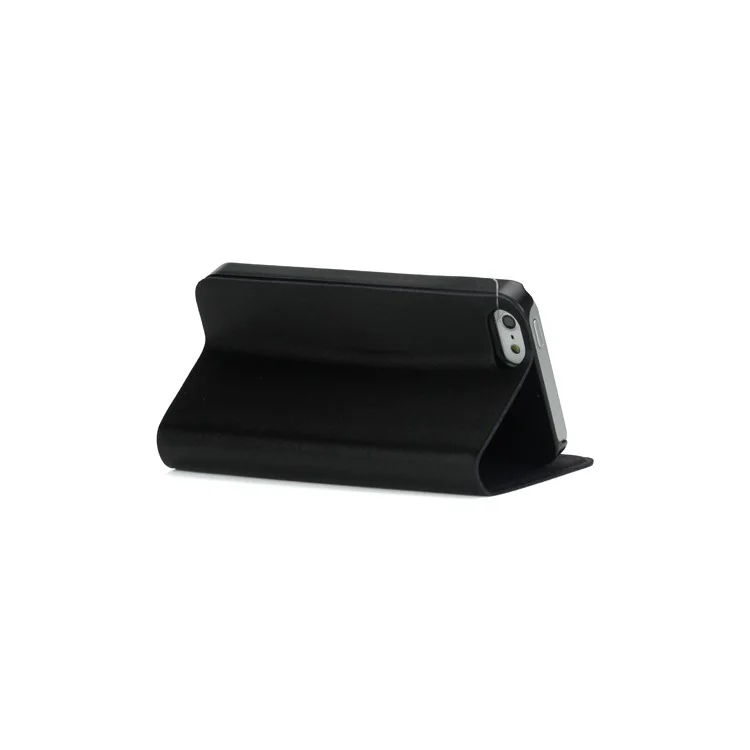 Doormoon Genuine Real Wallet Leather Case for iPhone 5 with Stand - Black