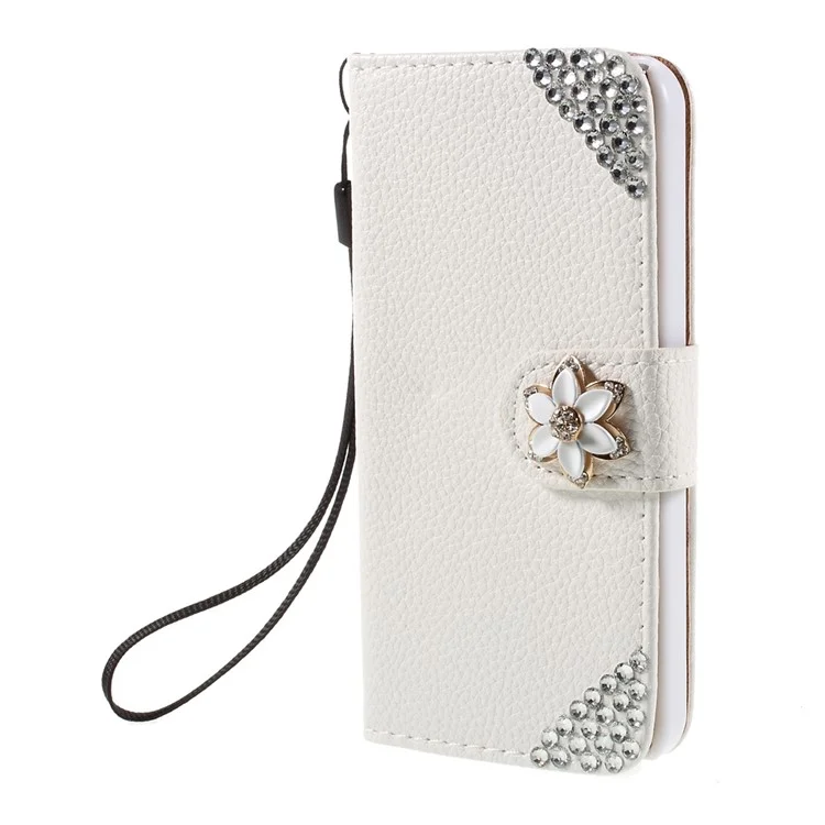 Elegant Bling Diamante Flower iPhone 5 Leather Cover Stand