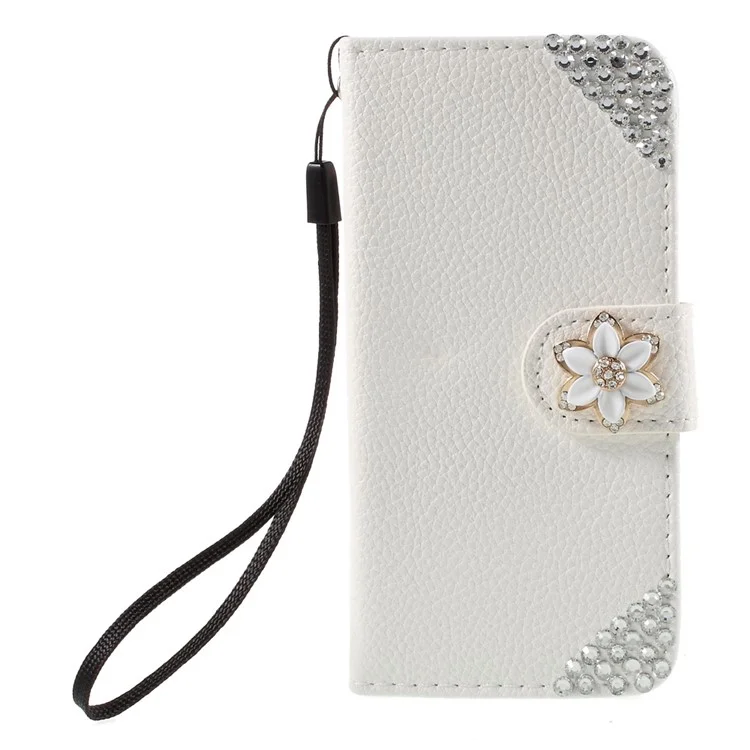 Elegant Bling Diamante Flower iPhone 5 Leather Cover Stand