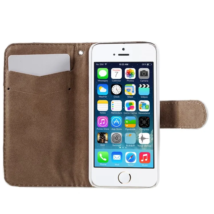 Elegant Bling Diamante Flower iPhone 5 Leather Cover Stand