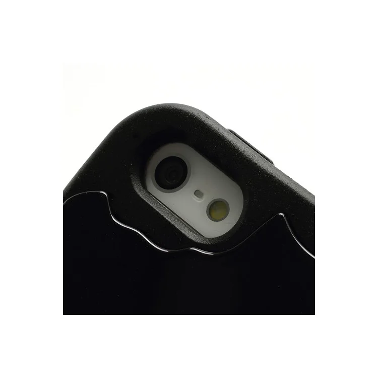 New Skull Head Soft Silicone Hard Plating Hybrid Case for iPhone 5 - Black