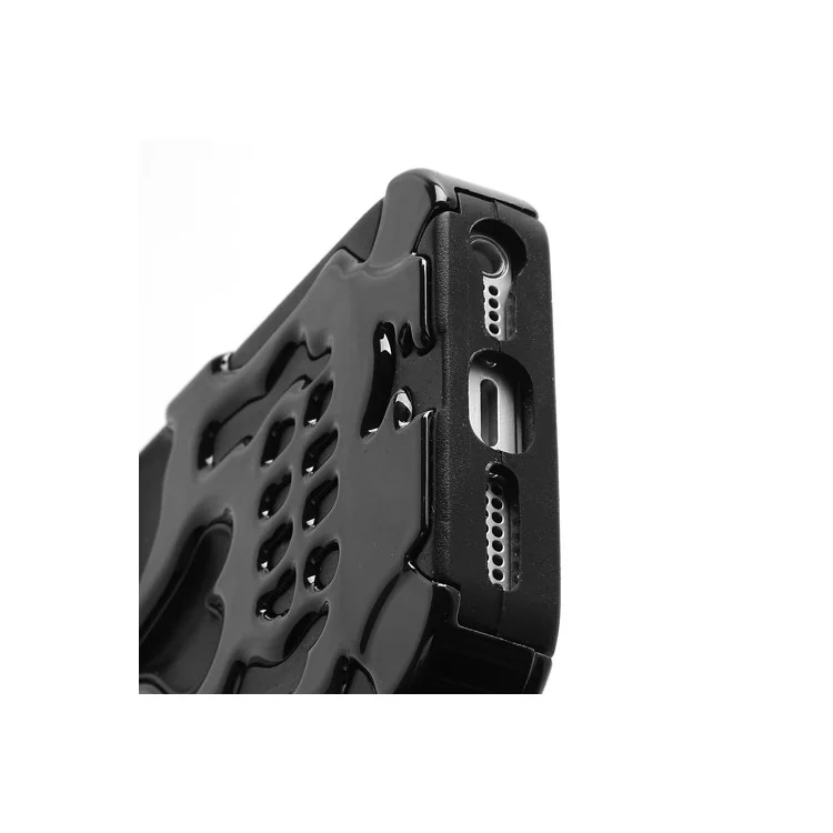 New Skull Head Soft Silicone Hard Plating Hybrid Case for iPhone 5 - Black