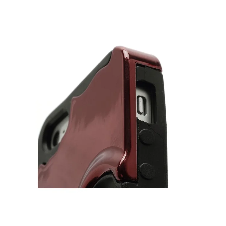 New Skull Head Soft Silicone Hard Plating Hybrid Case for iPhone 5 - Black / Red