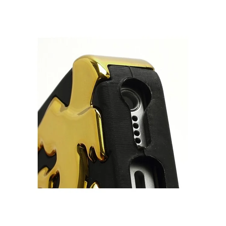 New Skull Head Soft Silicone Hard Plating Hybrid Case for iPhone 5 - Black / Gold