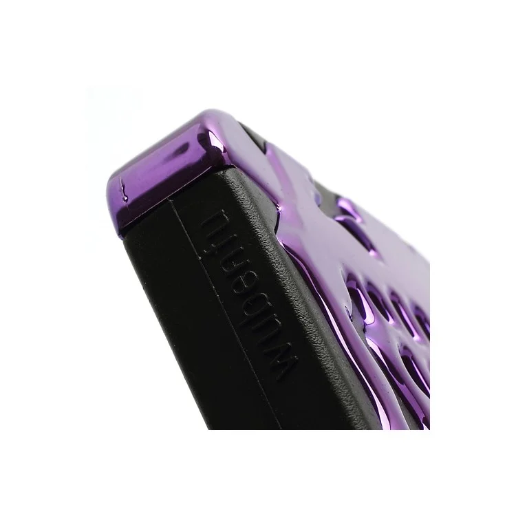 New Skull Head Soft Silicone Hard Plating Hybrid Case for iPhone 5 - Black / Purple