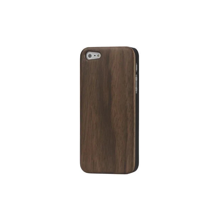 Real Genuine Walnut Wood Wooden Case Cover for iPhone 5 5s - Black Edge