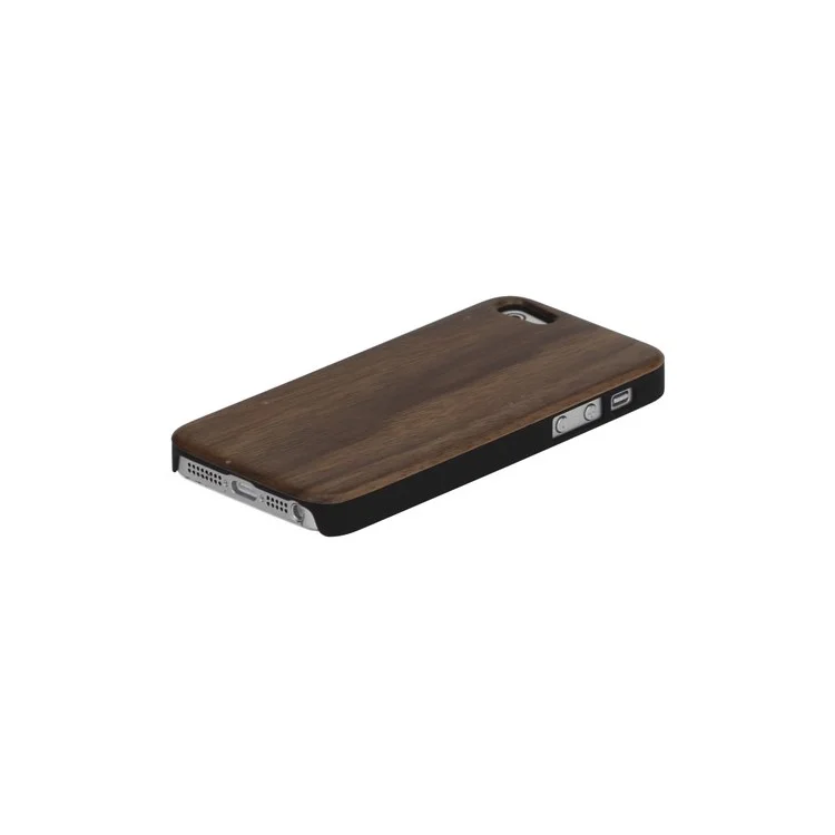 Real Genuine Walnut Wood Wooden Case Cover for iPhone 5 5s - Black Edge