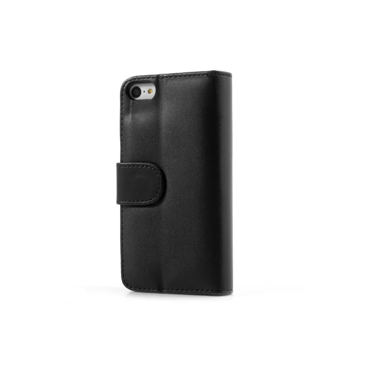 Black Glossy Leather Flip Wallet Magnetic Case Cover w/ Stand for iPhone 5C