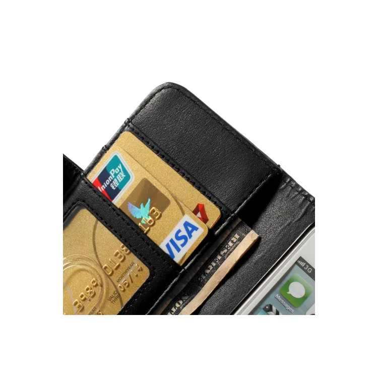Black Glossy Leather Flip Wallet Magnetic Case Cover w/ Stand for iPhone 5C