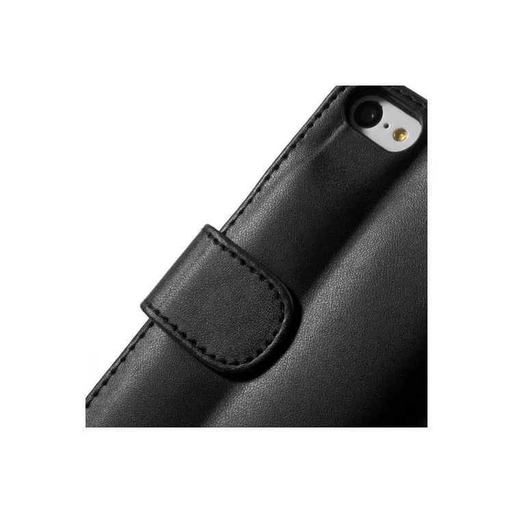 Black Glossy Leather Flip Wallet Magnetic Case Cover w/ Stand for iPhone 5C