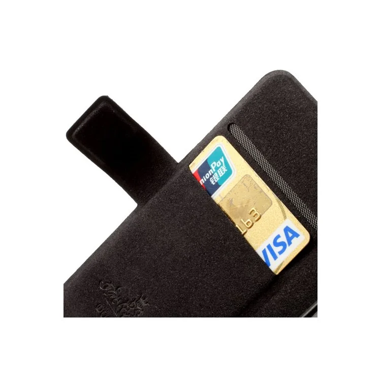 Black Doormoon Wallet Genuine Leather Case with Stand for iPhone 5c