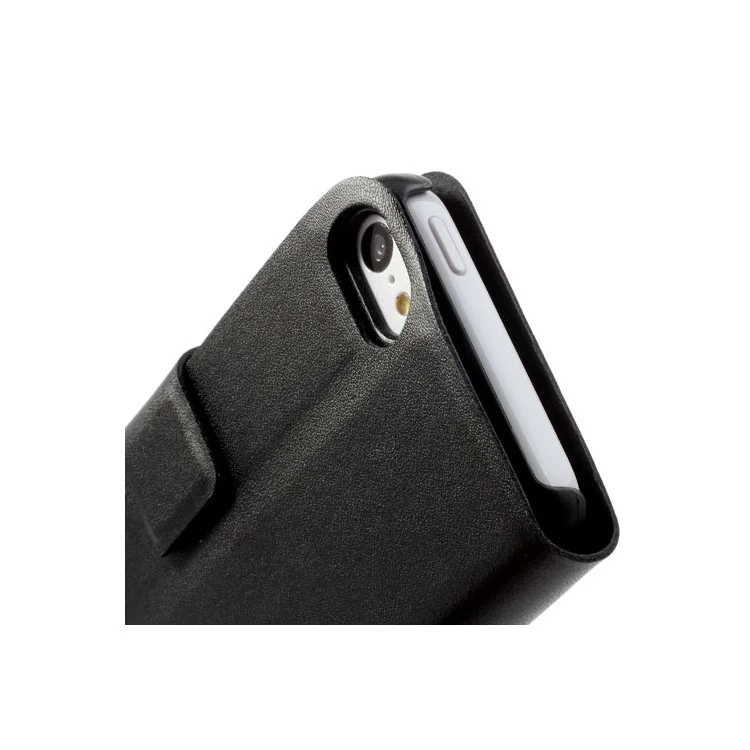 Black Doormoon Wallet Genuine Leather Case with Stand for iPhone 5c