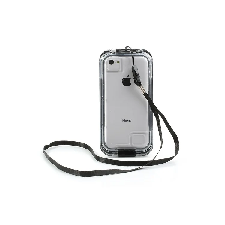 Qualified Waterproof Case Cover for iPhone 5c 4S 4 + Neck Strap - Black