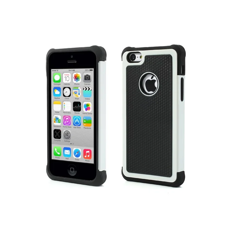 2 in 1 Football Grain PC & Silicone Hybrid Shell Case for iPhone 5c - Black / White