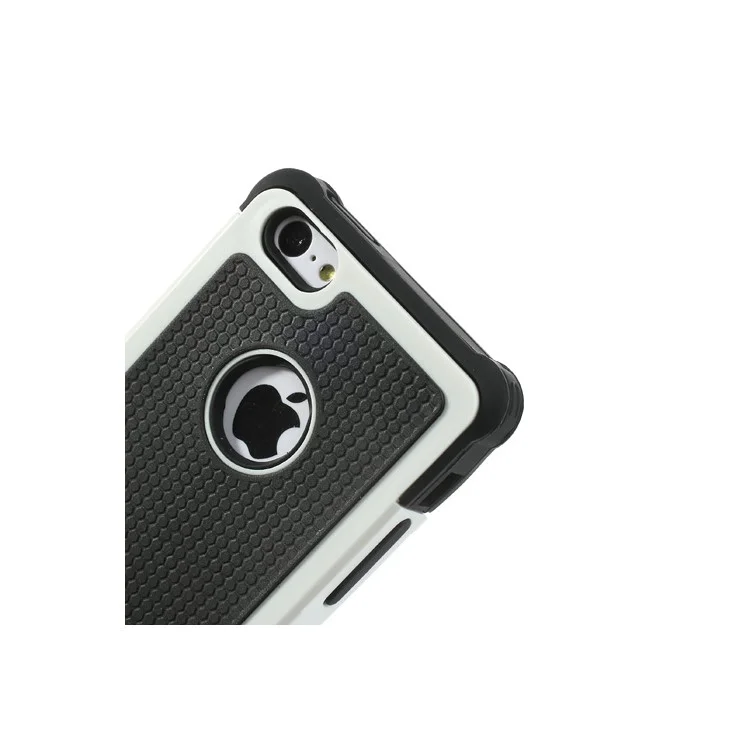 2 in 1 Football Grain PC & Silicone Hybrid Shell Case for iPhone 5c - Black / White