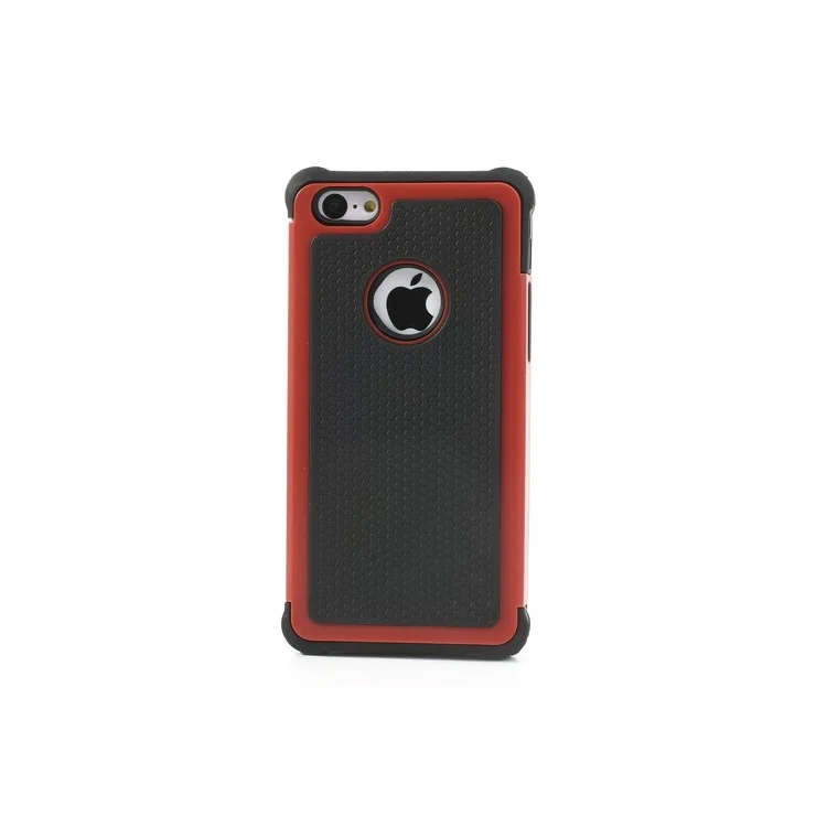 2 in 1 Football Grain PC & Silicone Hybrid Shell for iPhone 5c - Black / Red