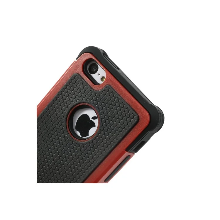 2 in 1 Football Grain PC & Silicone Hybrid Shell for iPhone 5c - Black / Red